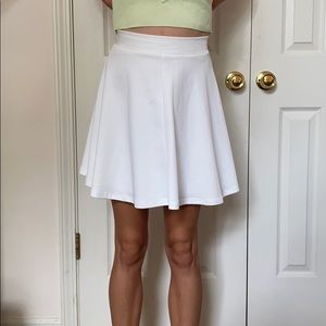 White Ribbed Skater Skirt